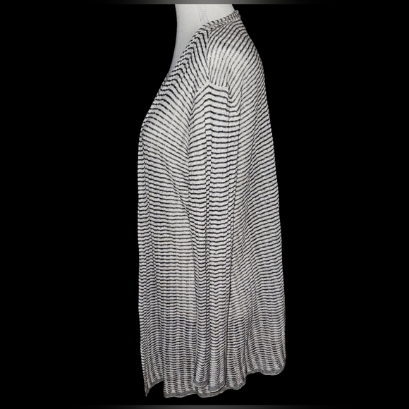 Eileen Fisher Gray Organic Linen Knit Cardigan Lightweight Open Front Sz M - Picture 5 of 15